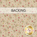 A swatch of taupe mottled fabric with tossed flowers and stars. A transparent banner at the top reads "Backing." 