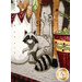 A close up on the panel of the quilt, showing details on the illustrated mouse and raccoon.