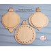 Three blank wooden ornament backers, staged on a dark gray background.