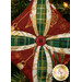 A closer look at the fabrics of the ornament, showing print colors and details.