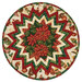 The completed topper, colored in red, cream, and green metallic fabrics from the Poinsettias at Christmas collection from Riley Blake Fabrics, isolated on a white background.