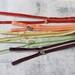 Five zipper pieces in various colors arranged horizontally, showing their coordinating novelty zipper pulls.