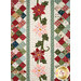 A close up on the the quilt, showing details on two rows of fusible grid and one row of appliqué poinsettias.