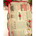 A top down shot of the inside of the basket, demonstrating details on the inner newspaper style print.
