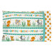 The completed Safari Snuggles Magic Pillowcase, colored in aqua, orange, white, and green fabrics, isolated on a white background. 