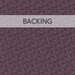 A swatch of plum purple fabric with ditsy yellow flowers. A transparent banner at the top reads "Backing".
