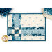 A top down close up of one of the Fat Quarter Shuffle Mats, demonstrating the cream and blue fabrics.