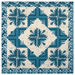 The completed Cactus in the Cabin quilt, colored in cream and blue fabrics from the Special Delivery collection by Andover Fabrics, isolated on a white background. 
