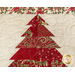 A super close up on the red patchwork tree, showing fabric details and top quilting effects.