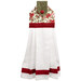 The completed Hanging Towel colored in cream, red, and green, fabrics from the Candlelight Christmas collection by Moda Fabrics, isolated on a white background. 