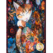 A closer look at the panel, showing details on the colorful kitty as well as top quilting details.