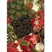 A super close up on the fusible of the stocking, demonstrating fabric colors and metallic accents.
