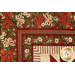 A super close up on the borders of the quilt, showing details on the deep red border fabrics.