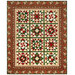 The completed Poinsettias at Christmas Patchwork BOM, colored in cream, green, and red fabrics from the Poinsettias at Christmas collection by Jennifer Bosworth for Riley Blake Designs, isolated on a white background.