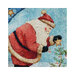 Cross stitch pattern of Santa topping a baby Christmas tree with a golden star.