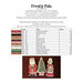 Page inside of booklet with a table showing color names and their corresponding DMC alternatives for embroidery threads along with a photo of the finished festive dolls.