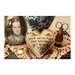 Finished How Much I Love You heart plush in front of a picture frame, vase, and pair of scissors.