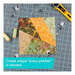 example of the crazy patch block surrounded by thread, clear templates, and a rotary cutter.
