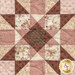 A super close up on one of the patchwork blocks, showing details on the fabric prints and colors.