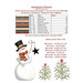 Page inside of booklet with a table showing color names, their corresponding DMC alternatives for embroidery threads, the linen used, and the stitch counts.