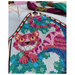 a close up of the finished cross stitch featuring the Cheshire Cat