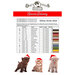 Back of the pattern with a table listing floss specifications and requirements along with kittens wearing Santa hats.