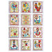 The 12 finished ornament projects from the Twelve Days of Christmas cross stitch pattern