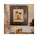 Finished Sunflower Bee cross stitch pattern with sunflowers surrounding a bee hive with a bee flying about in a dark wooden frame.
