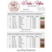 Back of the pattern with a table listing floss specifications and requirements.
