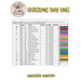 Back of the pattern with a table listing floss specifications and requirements.