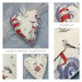 A collage of the completed high seas heart ornament project. 