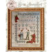 Front cover of the finished Rose Sampler pattern of two aristocratic dancers surrounded by old English and rose accents in an ornate gold frame.