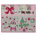 an image of the finished quilt project featuring an applique quilt with a bow, sleeping mouse, and holiday motifs with the title Visions of Sugarplums