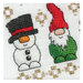 A close up of the snowman and gnome. 