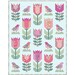 Digital mockup of the completed Birds and Blooms quilt, colored in bright fabrics from the Floriori collection by Moda Fabrics.