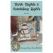 front cover of the Dark Nights & Twinkling Lights pattern featuring the snowman cross stitch finished as a pillow with silver tinsel trim.