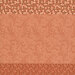 Orange fabric with a distinctive striped design with 8 unique coordinating patterns, including florals, calico, leaves, and other classic motifs.