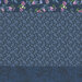 Dark blue fabric with a distinctive striped design with 8 unique coordinating patterns, including florals, leaves, geometrics, and other classic motifs.