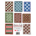 Back cover of the Holly Jolly 5-Yard Christmas Quilts featuring the eight different quilt designs in this pattern book.
