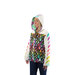 Finished front view of the hood pattern on the Bella Quilt Coat being worn.