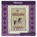 A digital mock up of the Midnight pattern with coordinating décor and a stitch count in the bottom right corner. 