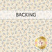 Cream swatch of fabric with tossed blue and golden yellow sprigs. A transparent banner at the top reads "Backing."