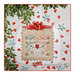 Finished This is Love! cross stitch pattern of two snowmen embracing their love on a linen fabric laid on a white board littered with hearts and stars.