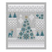 A digital mock up of the winter snowfall pattern with coordinating décor and a stitch count in the bottom right corner. 