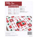 Back cover of the Holly Lane cross stitch pattern with a legend of the needed DMC floss, the stitch count, size, and recommended fabric above a picture of the finished pattern.