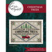 A digital mockup of the Christmas trees pattern with coordinating décor and a stitch count in the bottom right corner. 