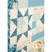 An angled close up on a patchwork star of the quilt, showing details on the panel strips and fabric prints.