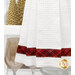 A close up on the fabric stripe through the bottom of the towel.
