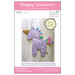 front cover of the Sleepy Unicorn Crinkle Toy pattern featuring a finished purple minky dot unicorn toy with colorful ribbon hair and a golden horn.