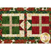 A close up on one end of the runner, showing patchwork details on the present blocks and poinsettia border.